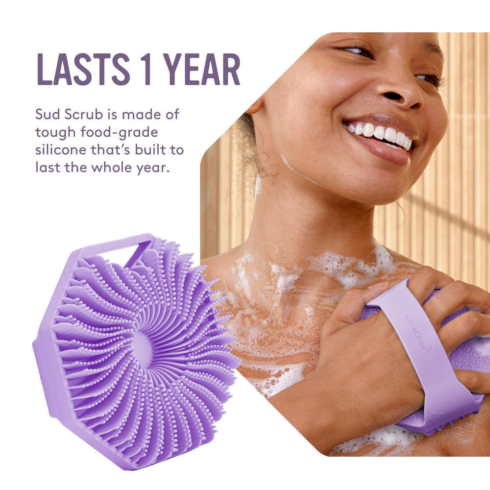 Sud Scrub durable food-grade silicone material for reliable year-long shower use