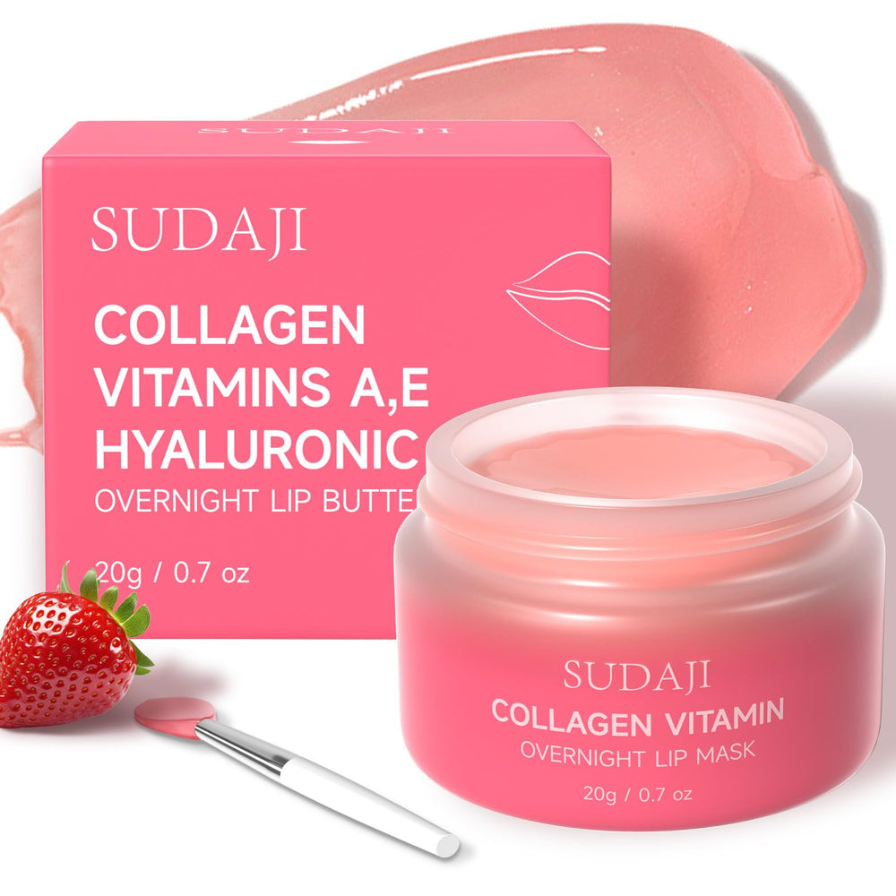 SUDAJI Collagen Lip Mask packaging highlights product branding and convenience.