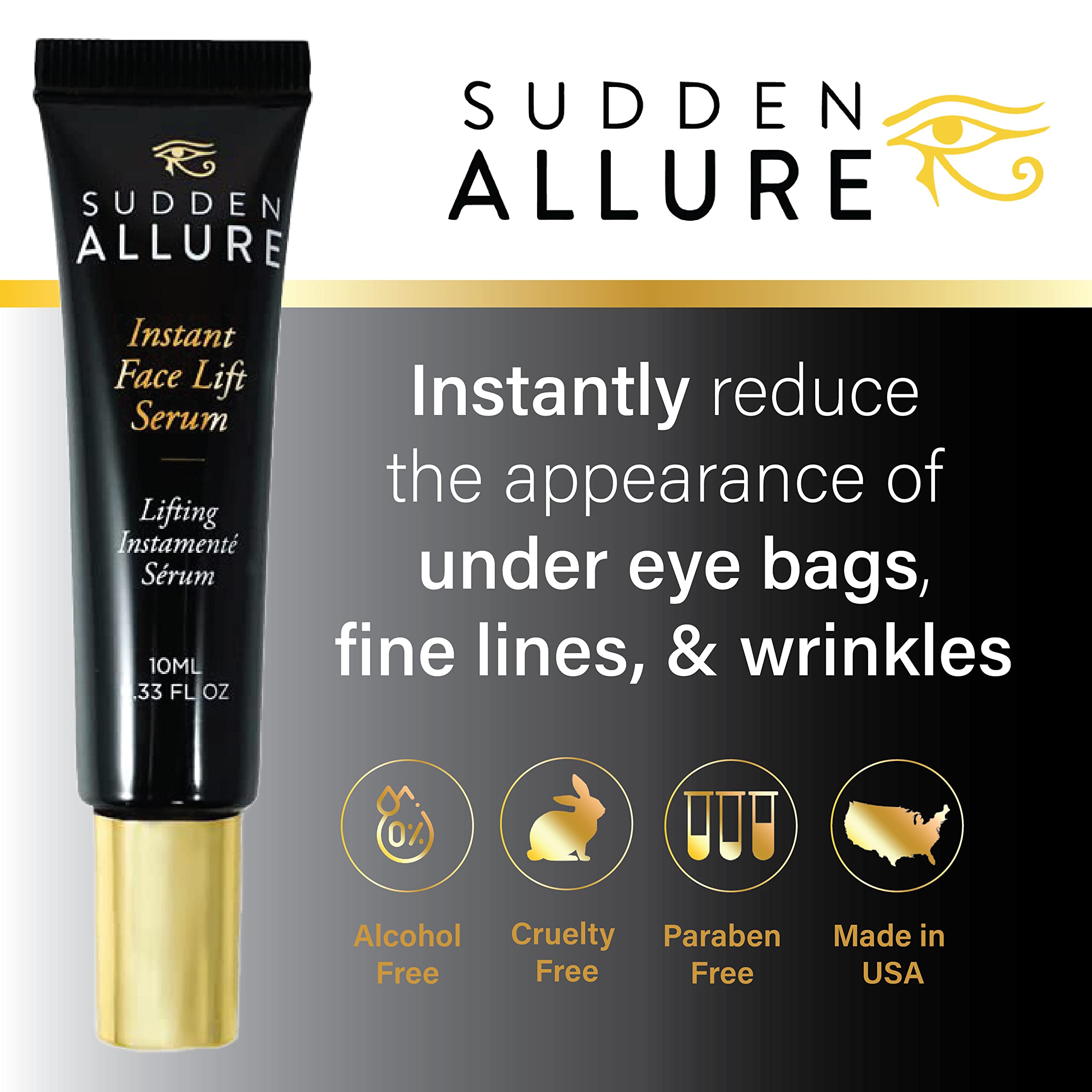 SuddenAllure eye area application demonstrates firming around the eyes