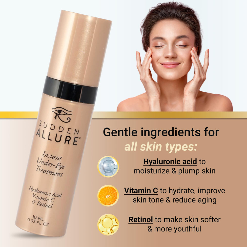 SuddenAllure ingredients include hyaluronic acid and vitamin C for brightening.