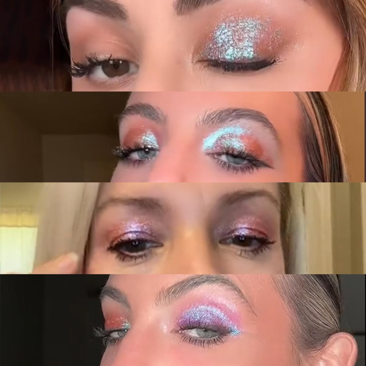 Sudxin Adriana Nicole Ethereal color-shift swirls showcase dynamic blue-pink-brown shimmer