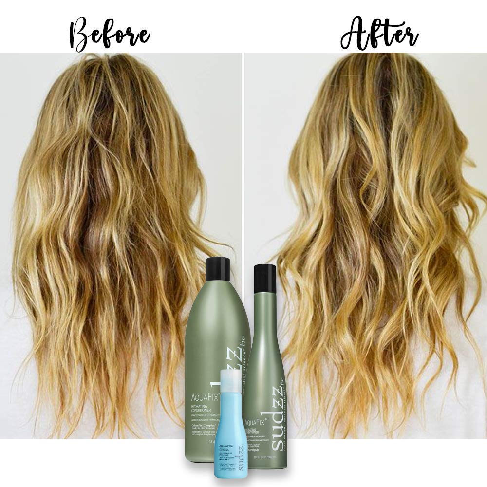 SUDZZFX AquaFix conditioner texture being applied for smooth detangling.