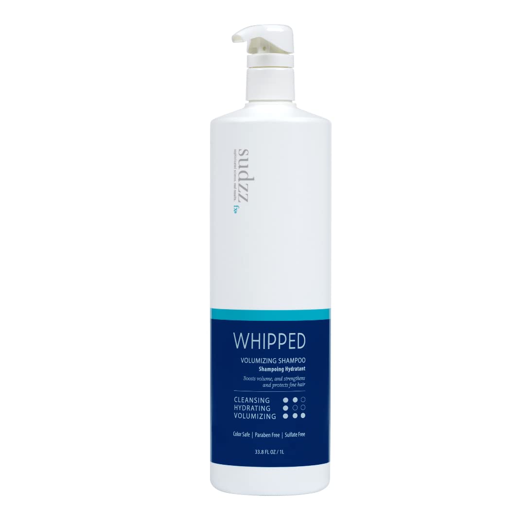 SUDZZFX Whipped Volumizing Shampoo bottle delivering weightless volume for fine hair.
