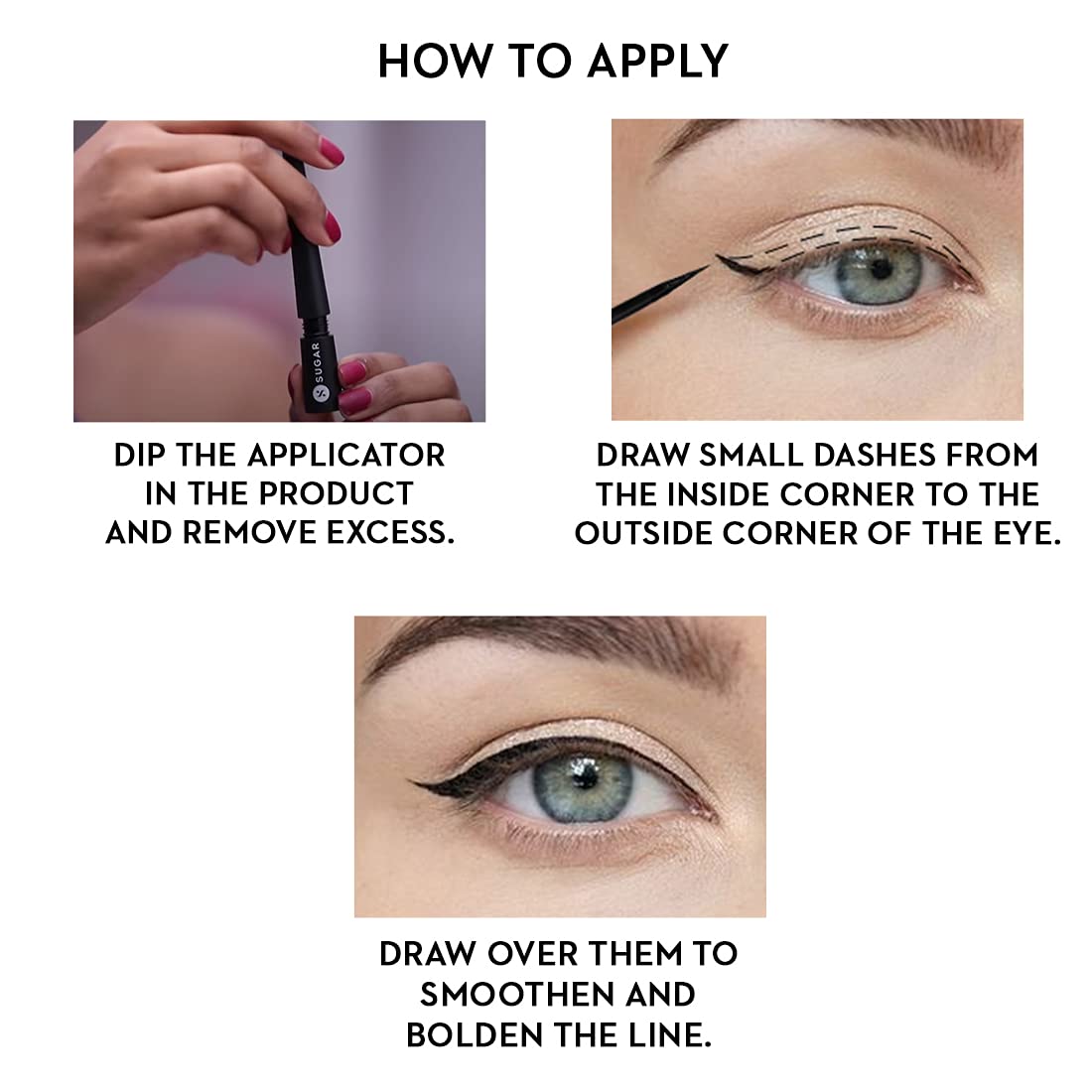 SUGAR Gloss Boss 24HR Eyeliner application close-up with smooth control