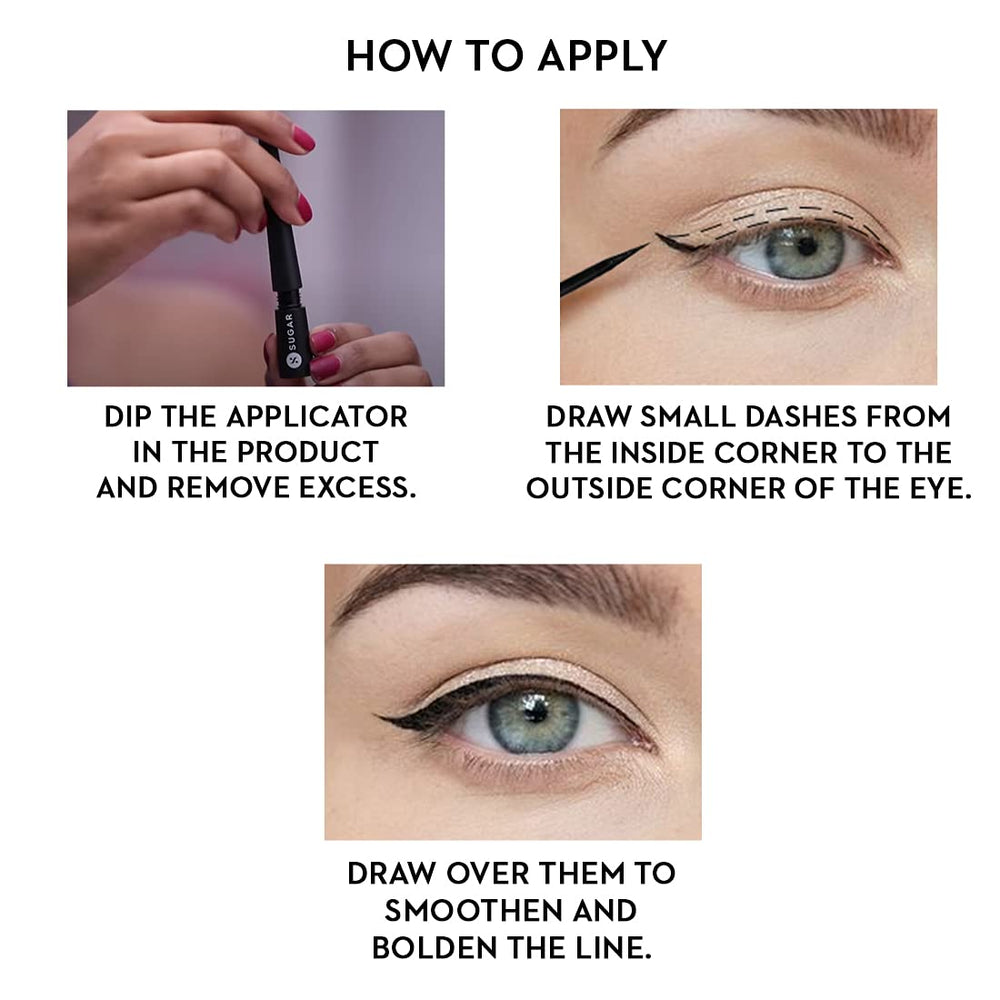 SUGAR Gloss Boss 24HR Eyeliner application close-up with smooth control