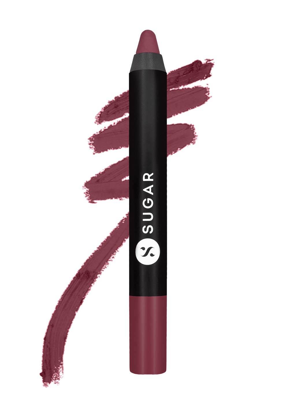 SUGAR Cosmetics Matte As Hell Crayon Lily Aldrin swatch shows mauve pink, rich pigment