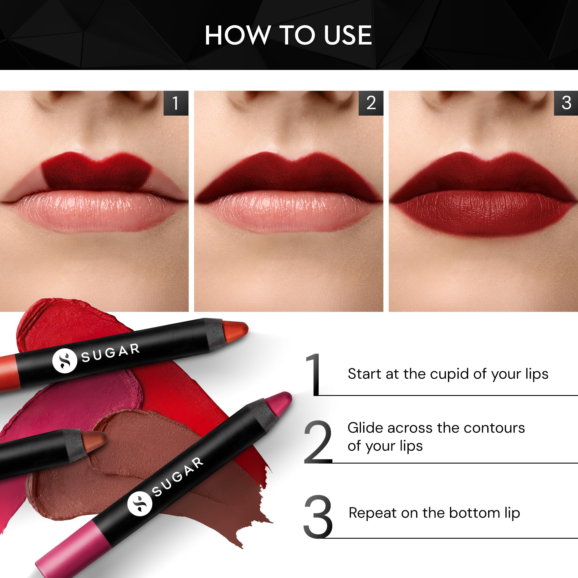 SUGAR Crayon sharpener included for precise touch-ups