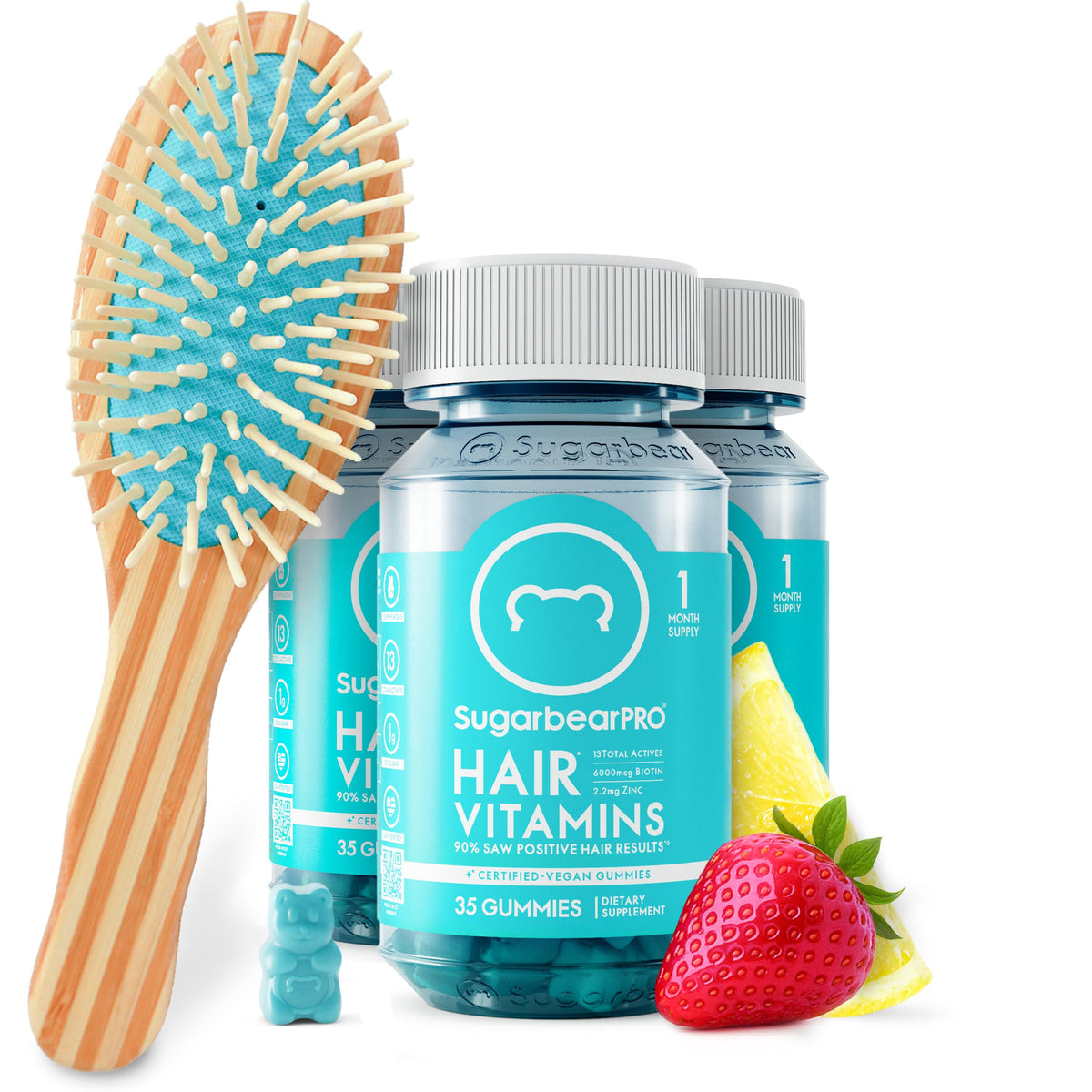 SugarBearHair gentle detangling bamboo brush for smooth, tangle-free styling.