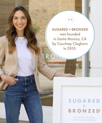 Color-build swirls illustrating gradual tan development with SUGARED + BRONZED