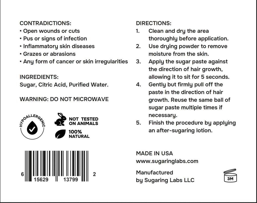 Sugaring Labs Formula Pro Firm packaging highlights organic ingredients and eco-friendly formula.