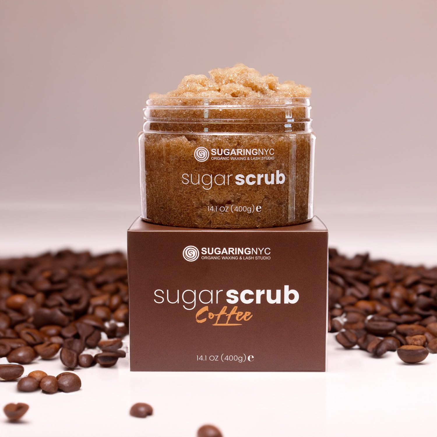 Sugaring NYC Coffee Scrub coffee-beans focus promotes hydration for softer skin.