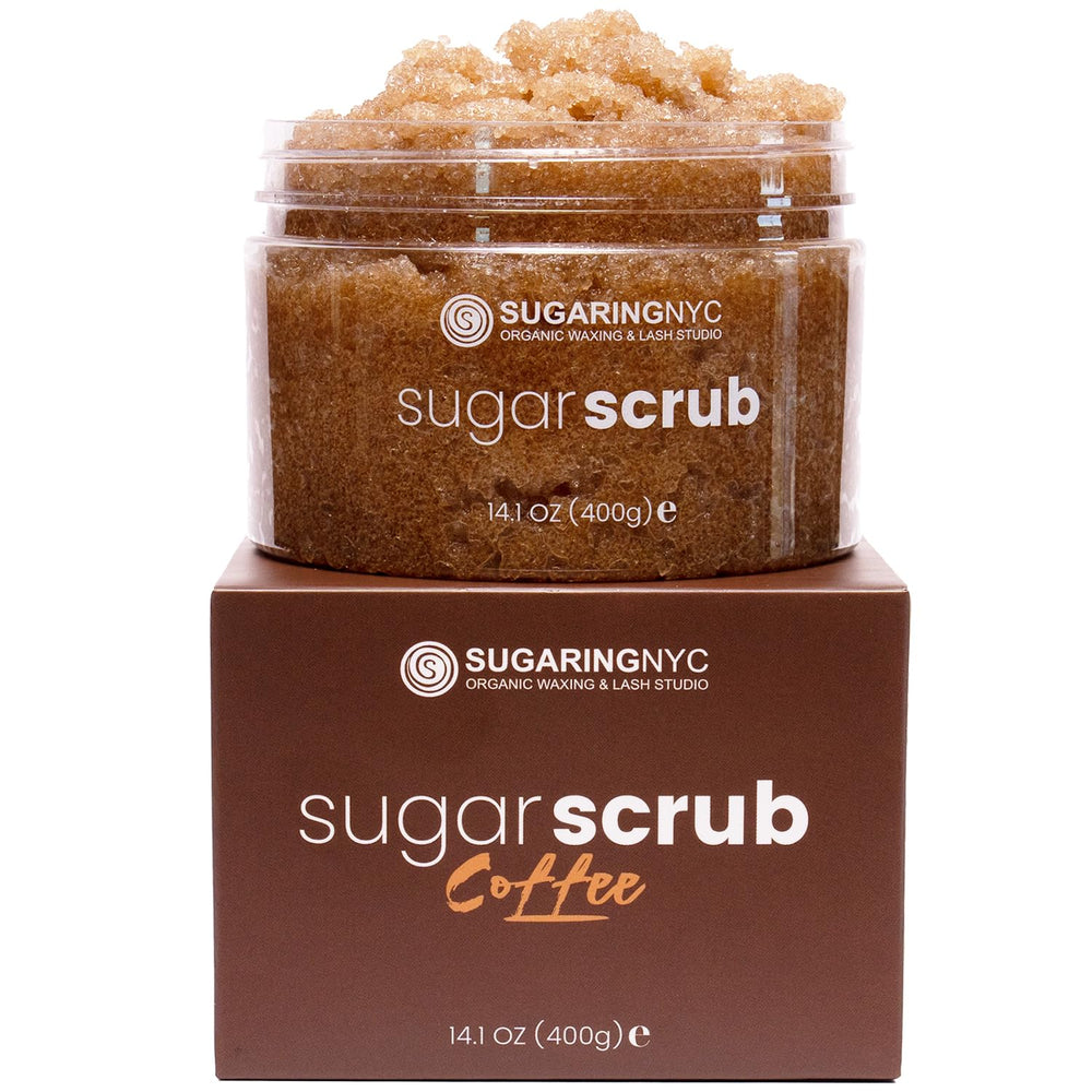 Sugaring NYC Coffee Scrub melts into skin for gentle exfoliation and smoother skin.