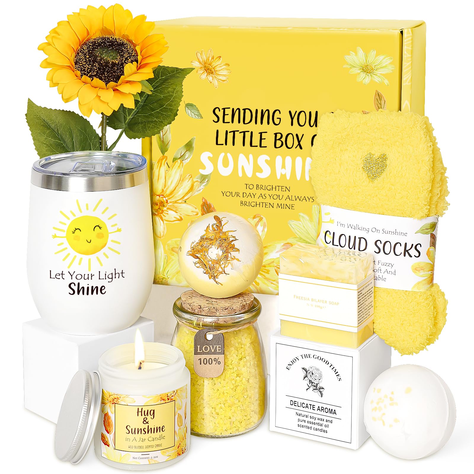 Suhctuptx Sunshine Gift Box featuring a complete self-care set for a cozy moment.