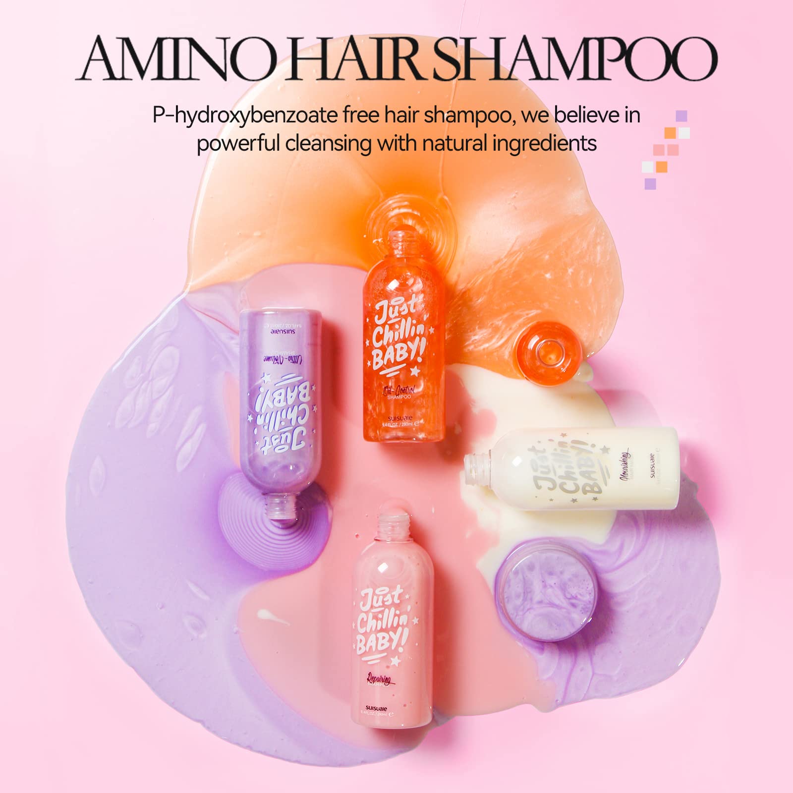 Fragrant floral notes depicted in product design for a pleasant wash experience.