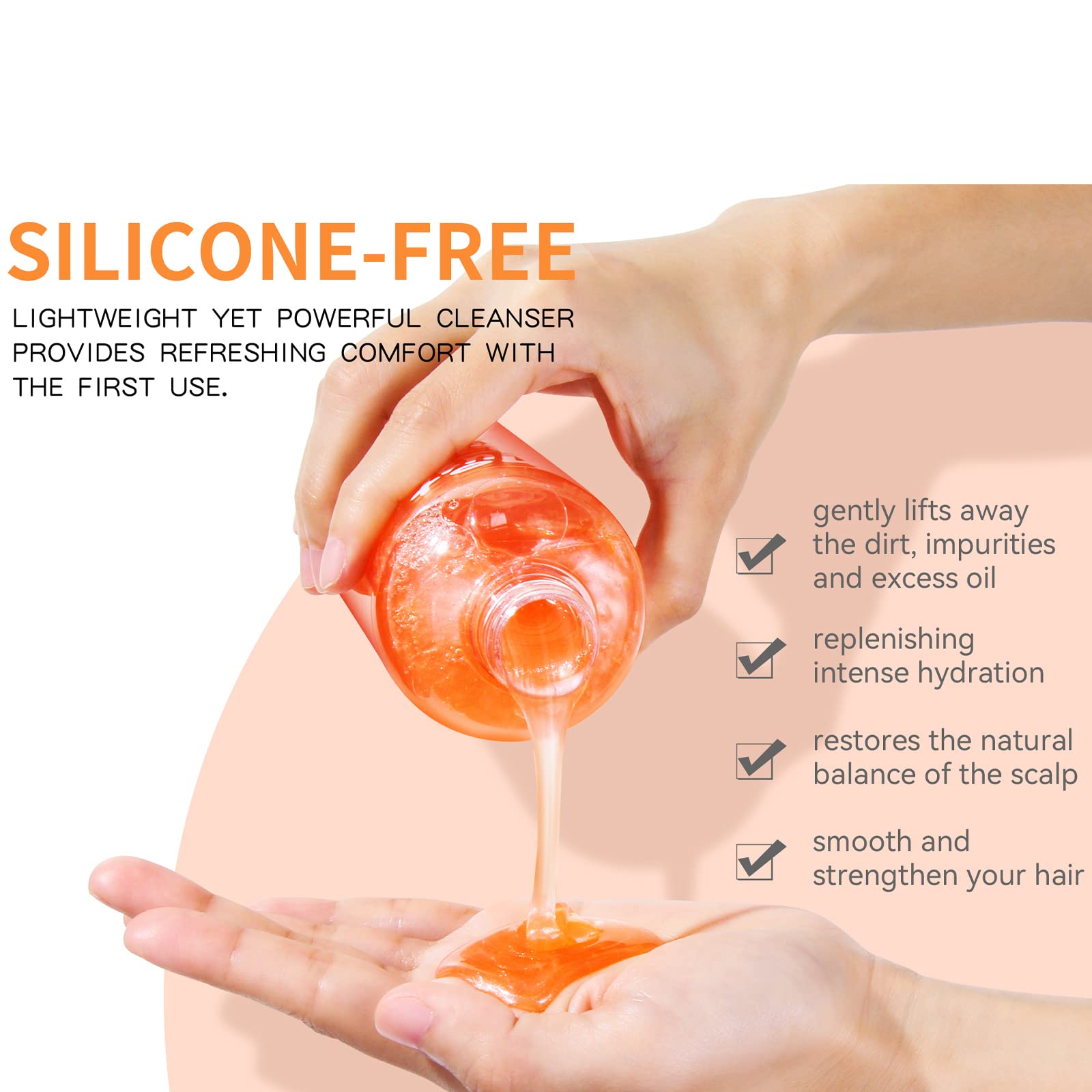 Close-up of scalp with oil control effect after using clarifying shampoo.