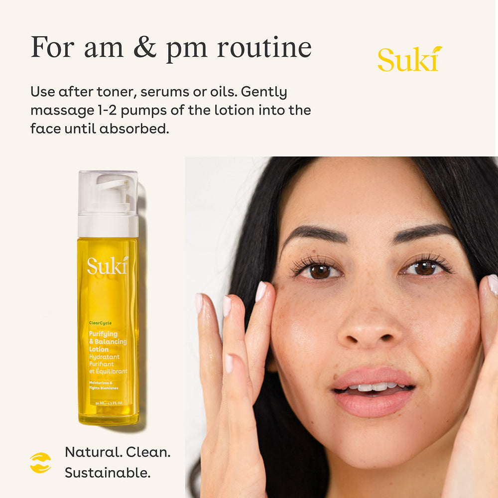 Suki Day Lotion texture closeup, lightweight non-greasy finish