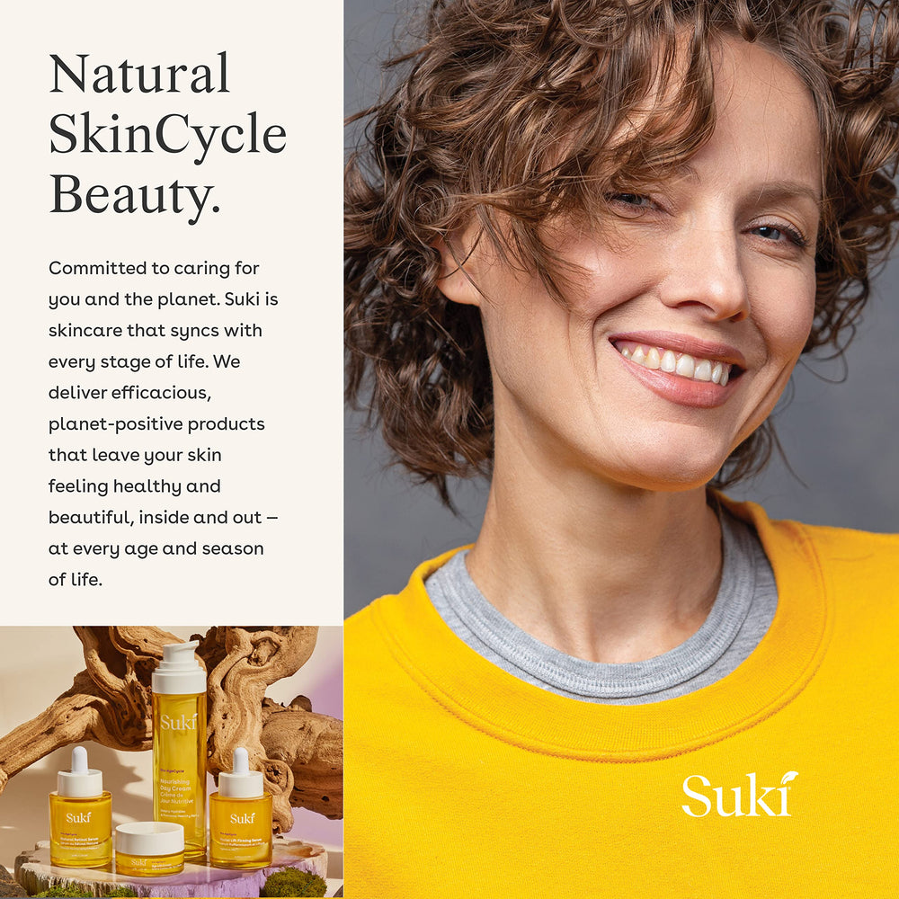 Suki Eye Lift Renewal Cream Day ingredients label; resveratrol and vitamin C highlighted.