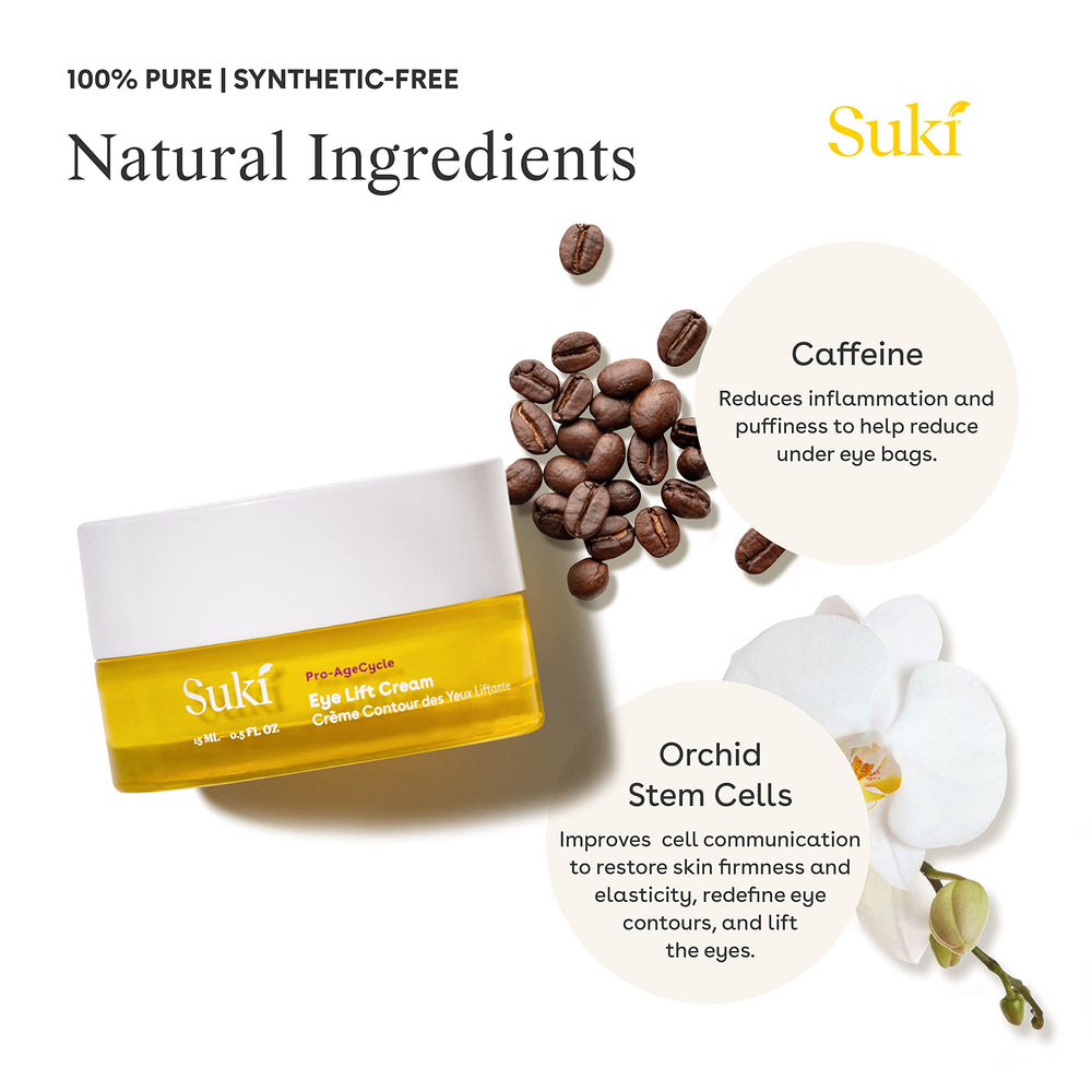Suki Eye Lift Renewal Cream Day under-eye texture on skin; may nourish and soften.