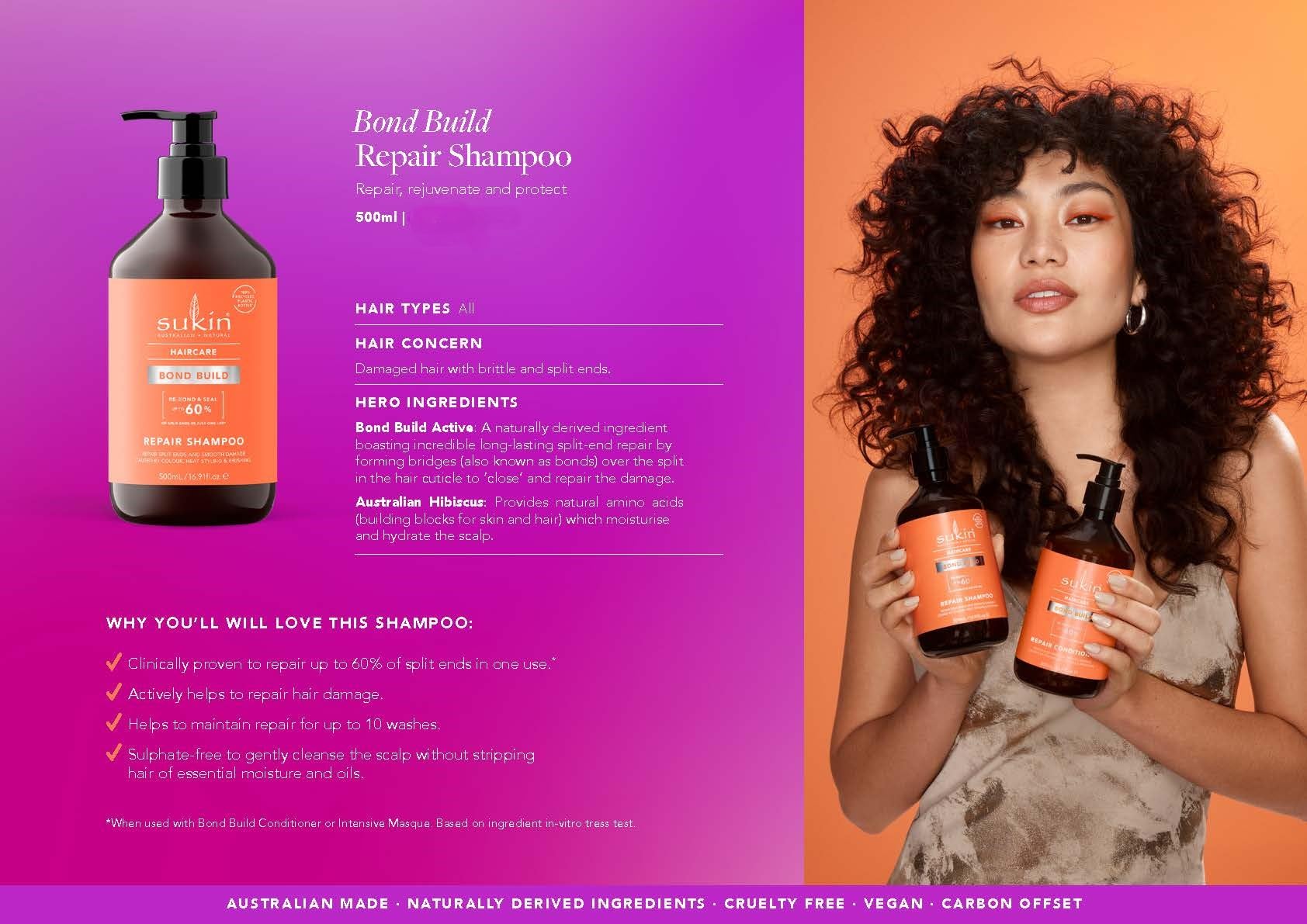 Sukin Bond Build botanicals close-up featuring hibiscus, lemon myrtle, kakadu plum