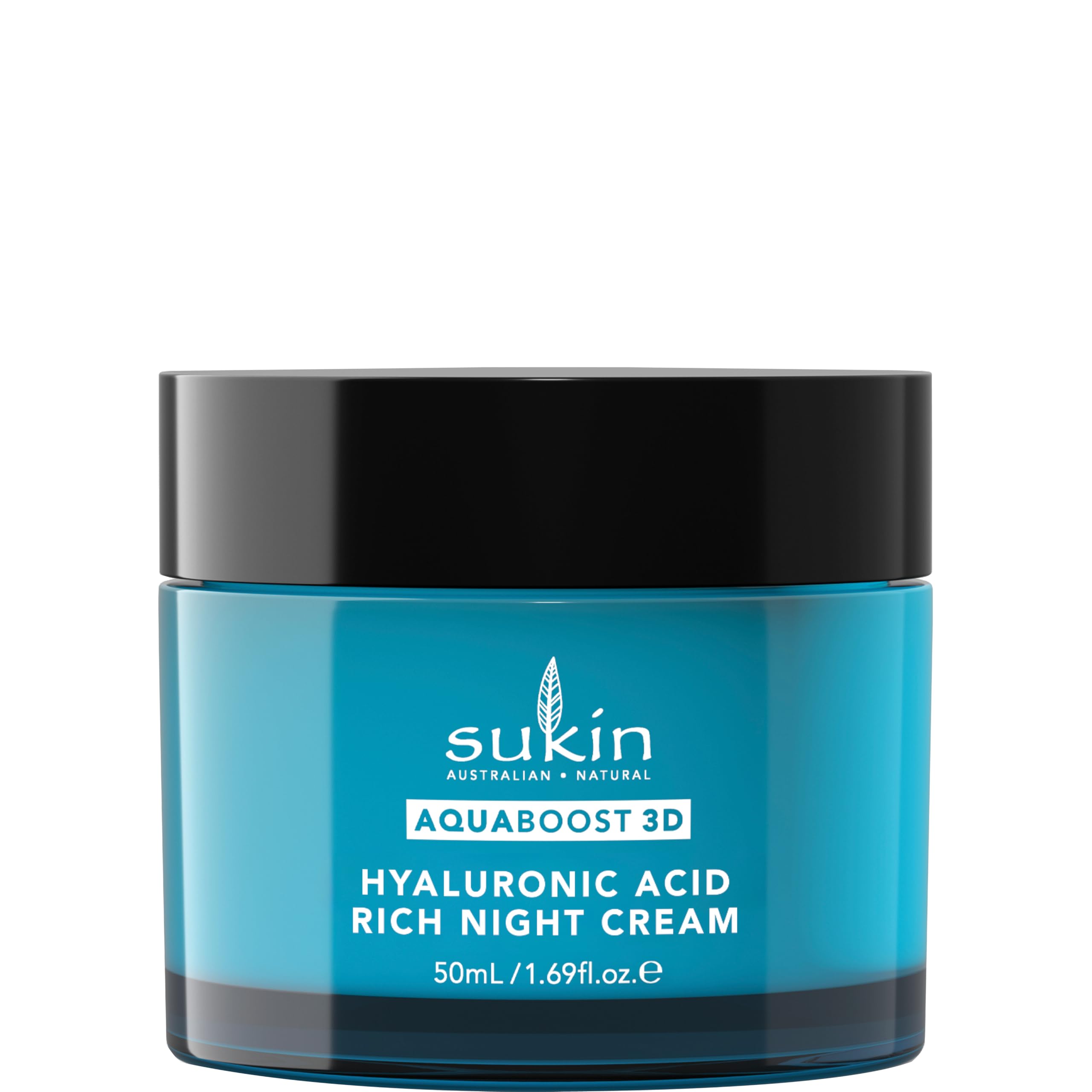 Sukin Naturals USA 3D AquaBoost night cream jar for overnight hydration and velvety skin