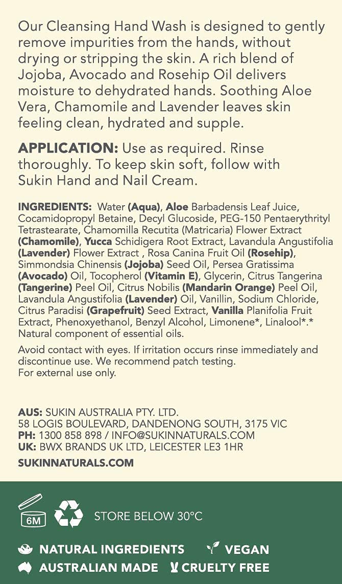 Sukin signature scent with citrus lavender notes to refresh after use.