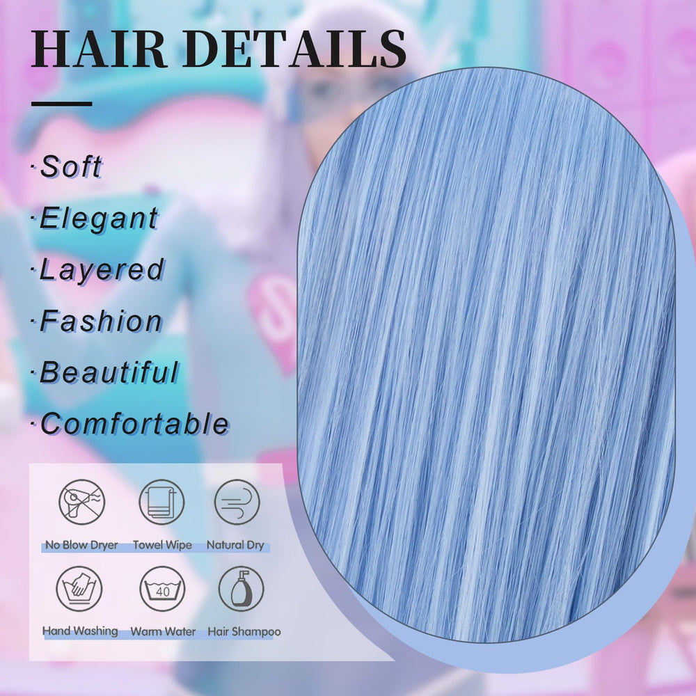 SUKRI blue wig quick to wear in minutes for parties or cosplay.