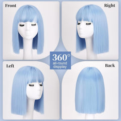 SUKRI short straight blue wig, shoulder-length, natural look and soft touch.