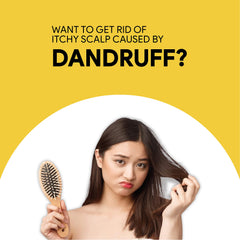 User applying Sulfur 8 to scalp for potential dandruff relief.
