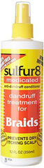 Sulfur 8 spray bottle for braids supports scalp comfort and flake reduction.