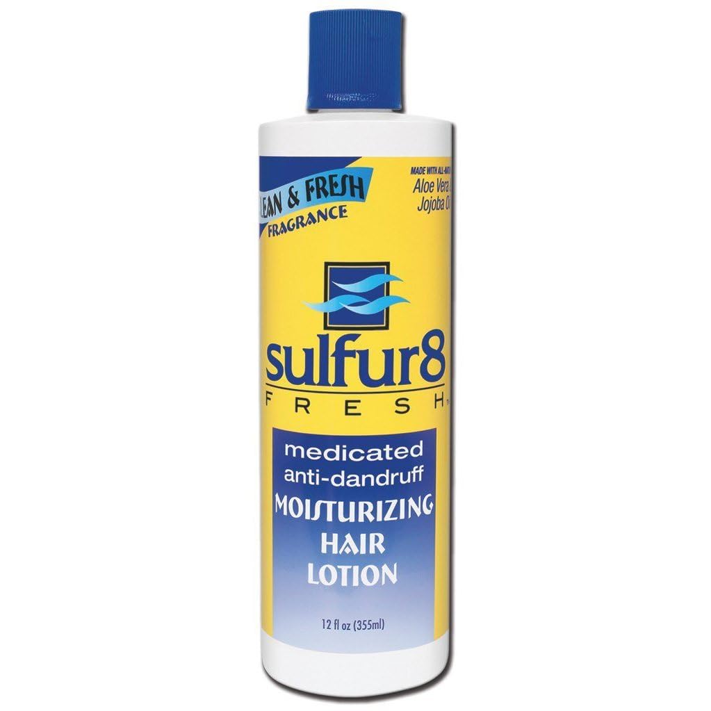 Sulfur 8 Fresh medicated anti-dandruff lotion bottle for hydrating scalp relief.