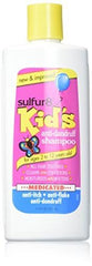 Sulfur 8 Kids anti-dandruff shampoo close-up on kid's hair for gentle cleansing.