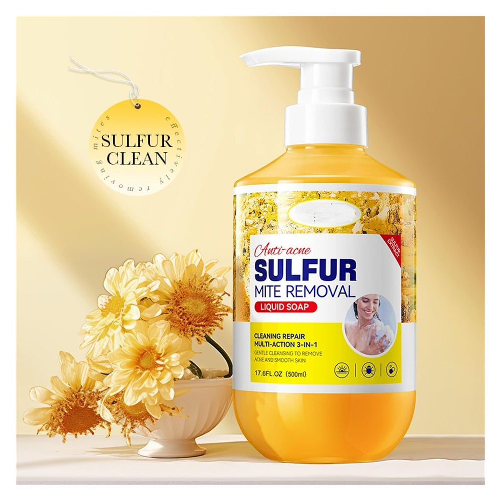 Sulfur Body Wash foam texture suggesting rich lather for cleansing.