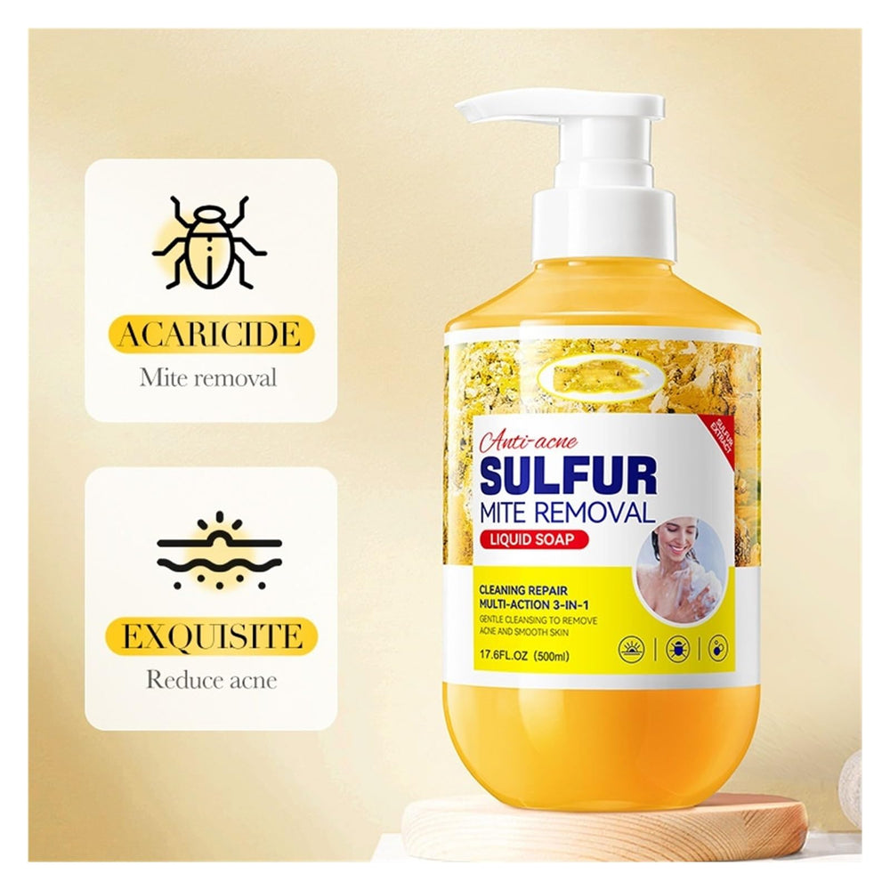 Sulfur Body Wash label close-up highlighting 500ml packaging.