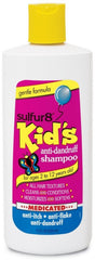 Sulfur8 Kids medicated anti-dandruff shampoo bottle for gentle kid scalp care.