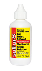 Sulfur8 Loc Twist & Braid bottle, medicated scalp care that soothes irritation.