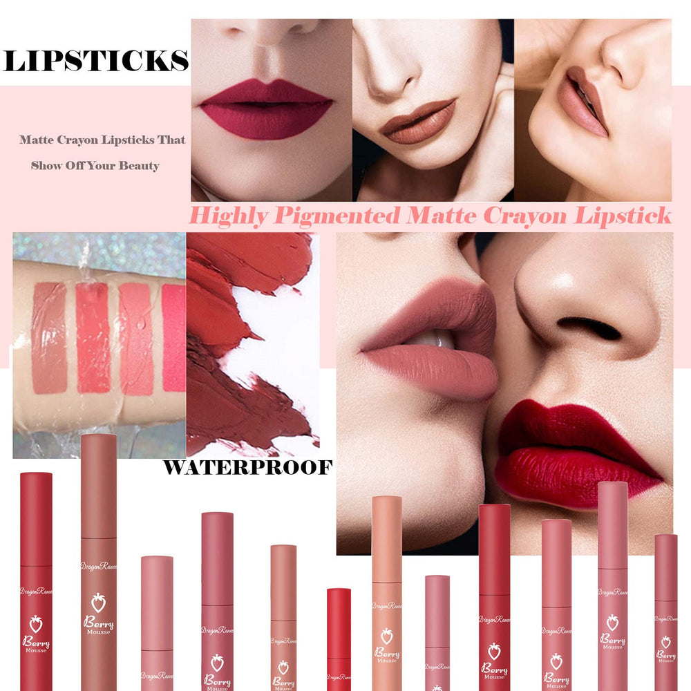 Display of 16 red shades shows bold and nude options.
