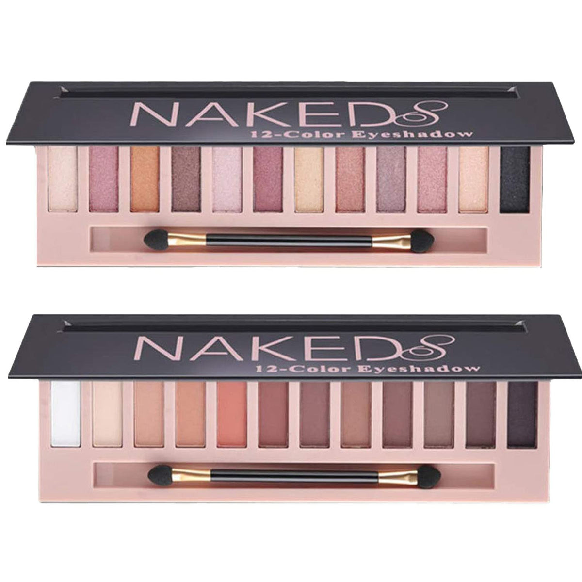 Sulily 2-pack eyeshadow palette close-up showing nude to smoky shades for versatile day-to-night looks.