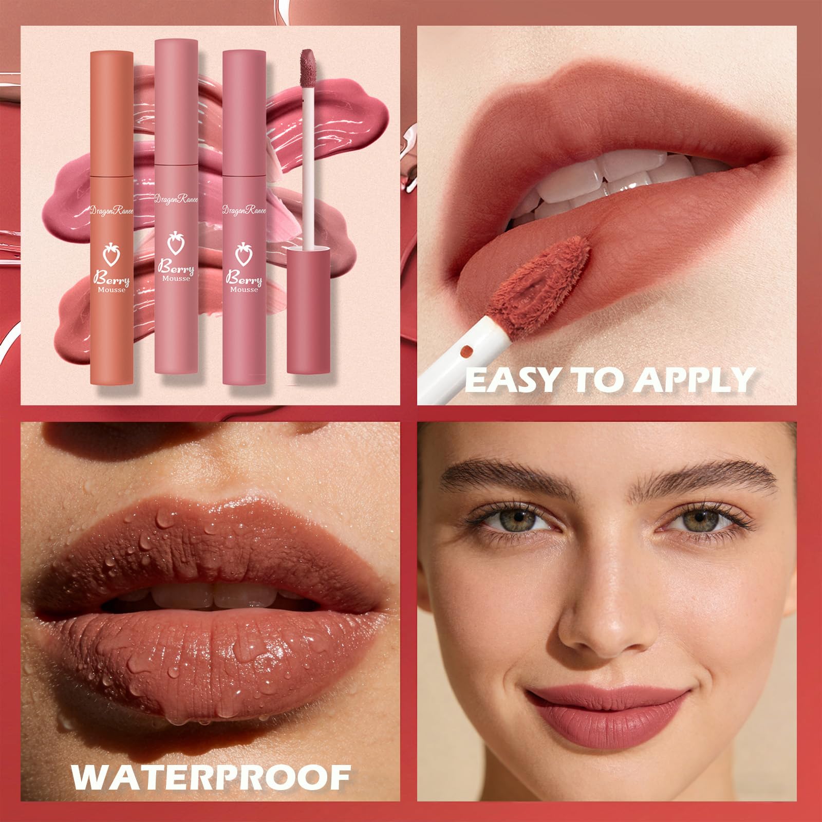 Sulily lipsticks swatches reveal 16 red shades for versatile daytime to evening looks.
