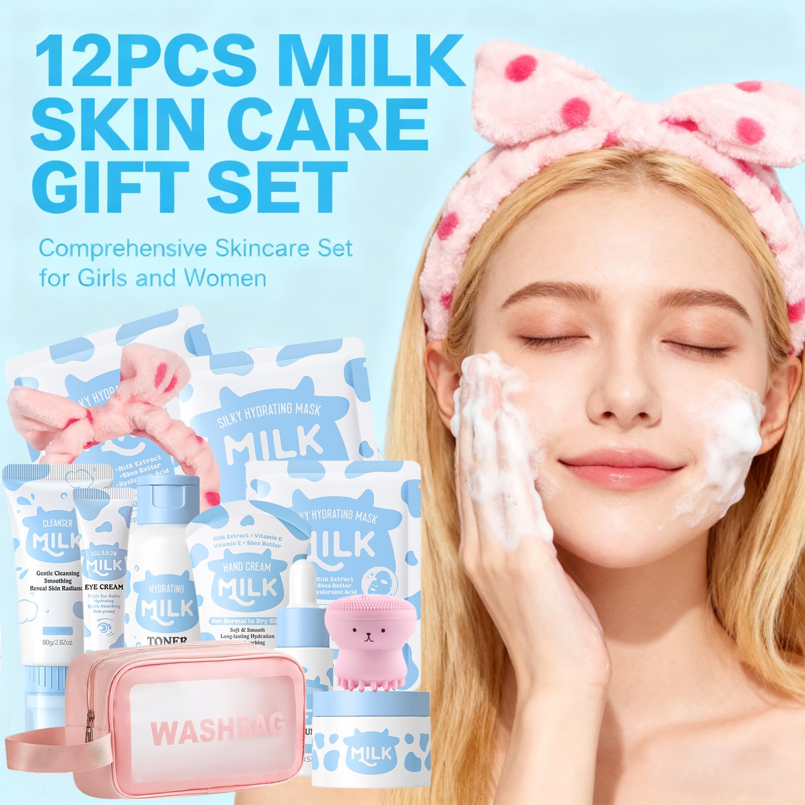 Sulily Milk Skincare Set cleanser bottle provides gentle cleansing for sensitive skin