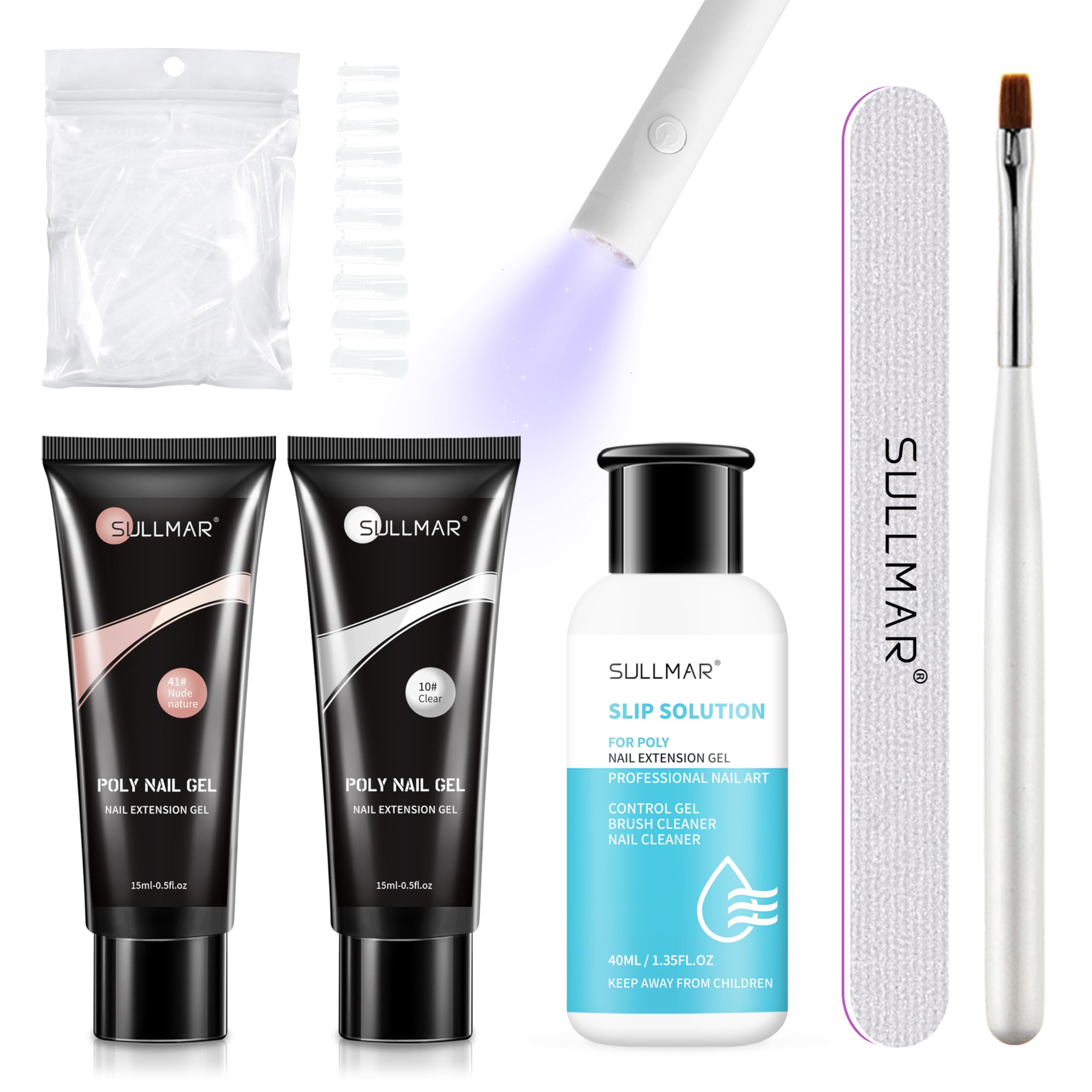 SULLMAR Poly Nail Gel Kit Clear ready for natural-looking extensions.