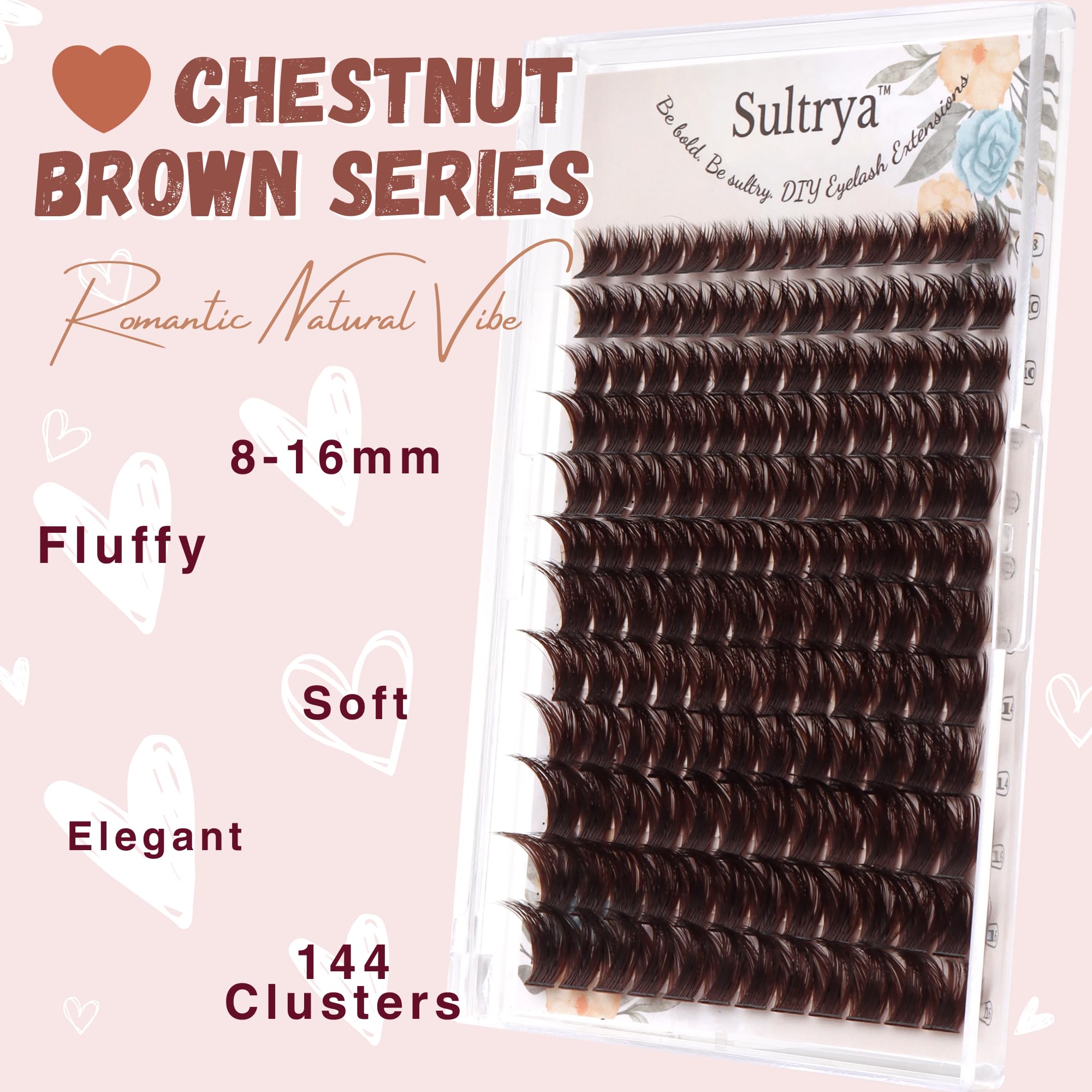 Sultrya brown lash clusters 12mm for balanced volume