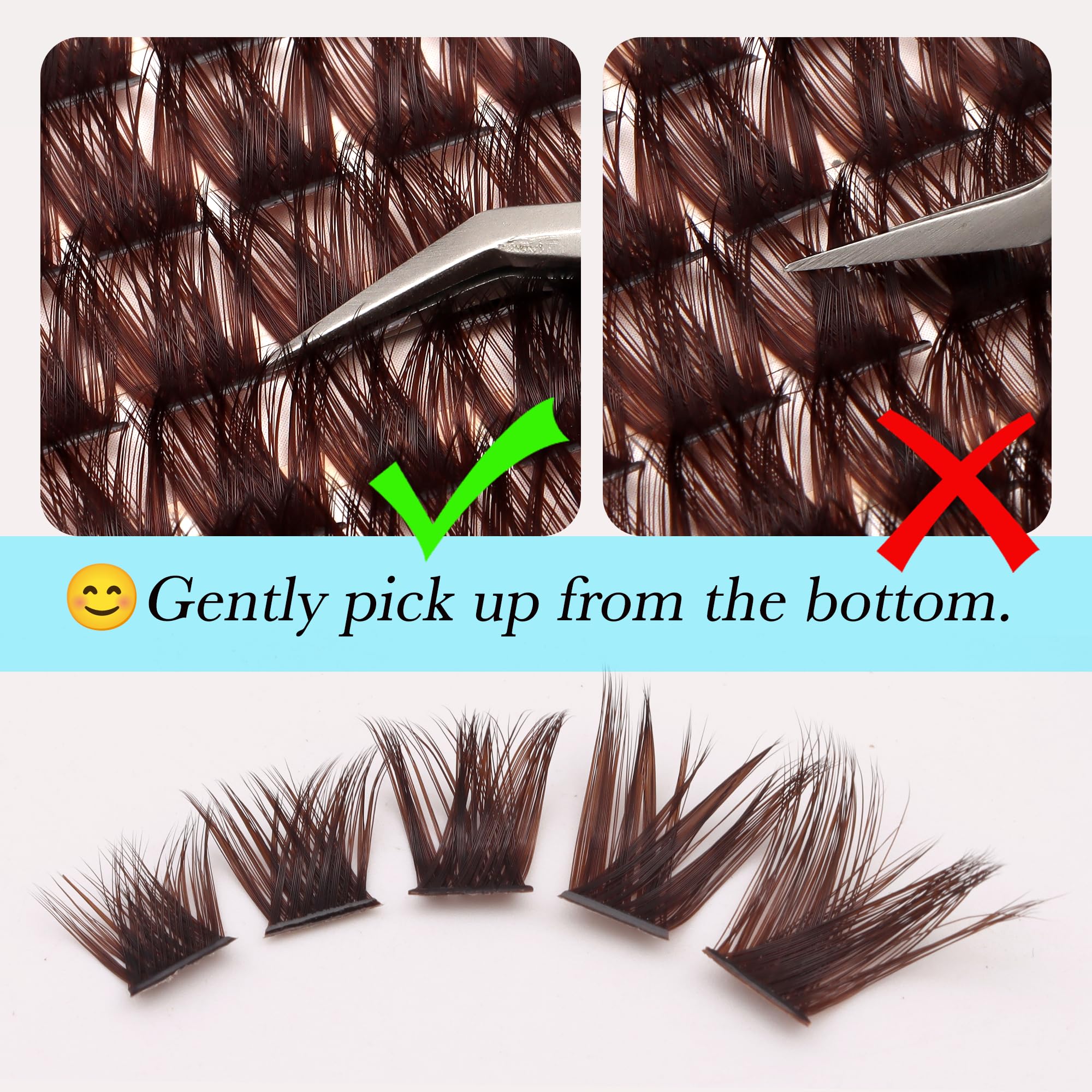 Sultrya brown lash clusters 16mm for dramatic length