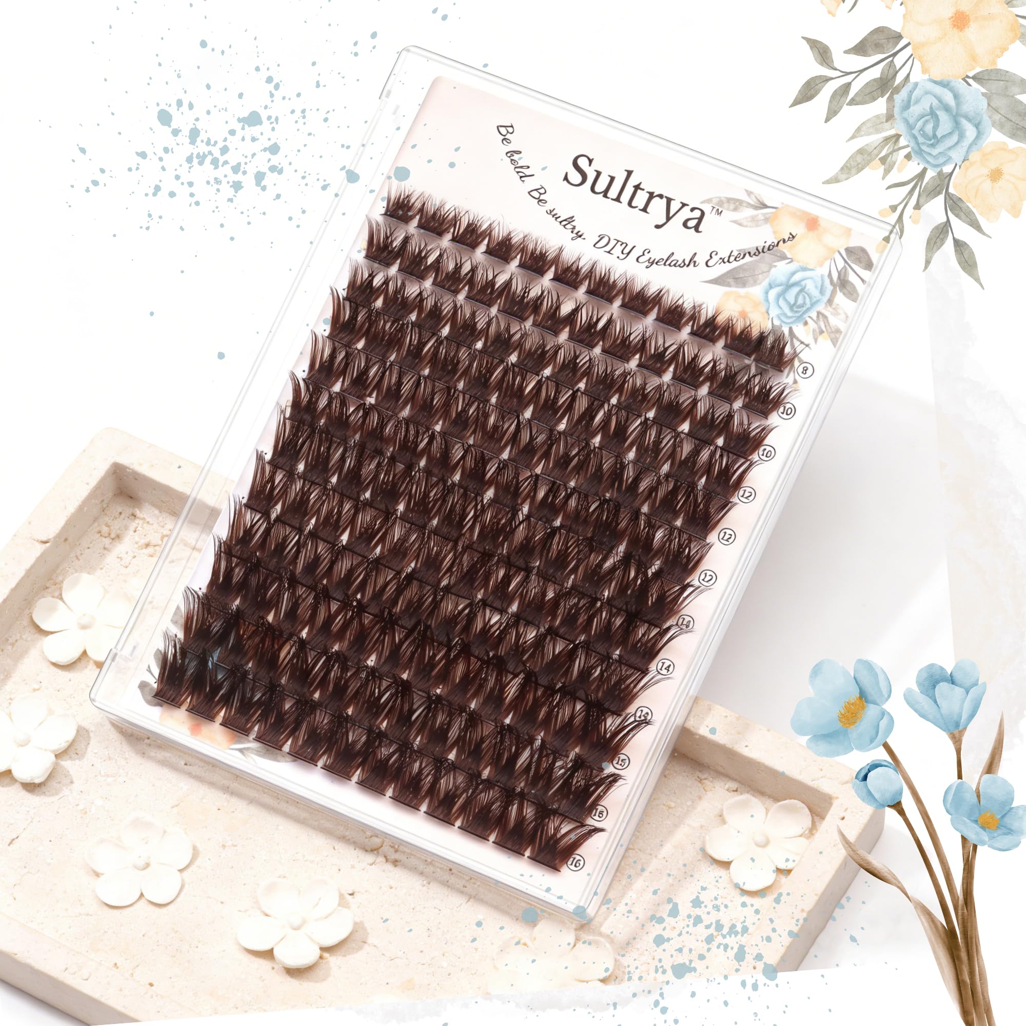 Sultrya chestnut shade with C curl lifting the lash line