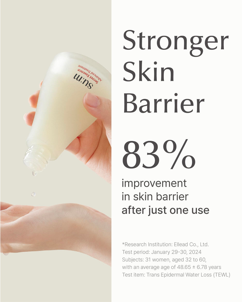 SU:M Fermentalift Defining Serum bottle in elegant packaging for improved skin texture.