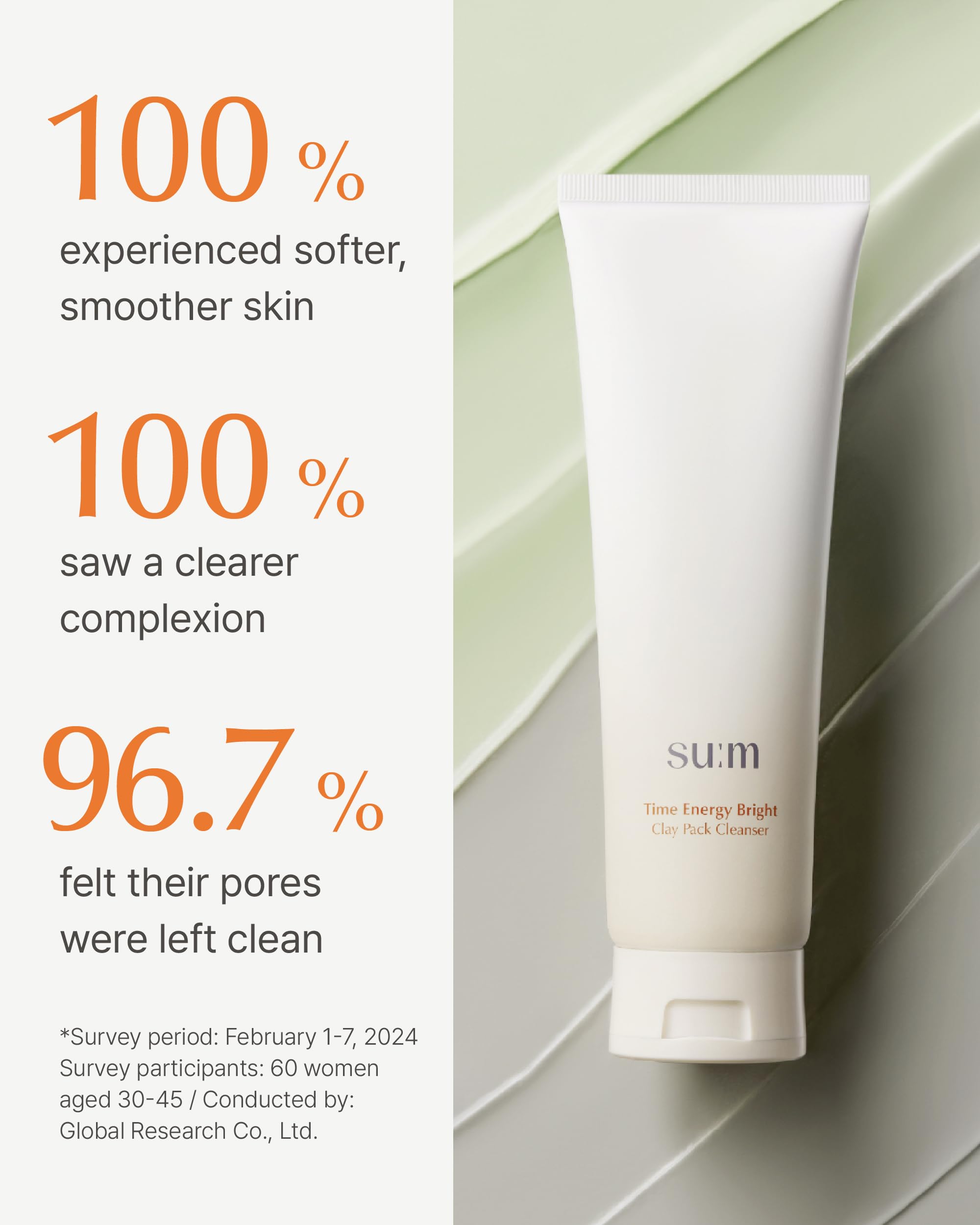 SU:M One Minute Clay Pack ingredients board highlights fermented complex.
