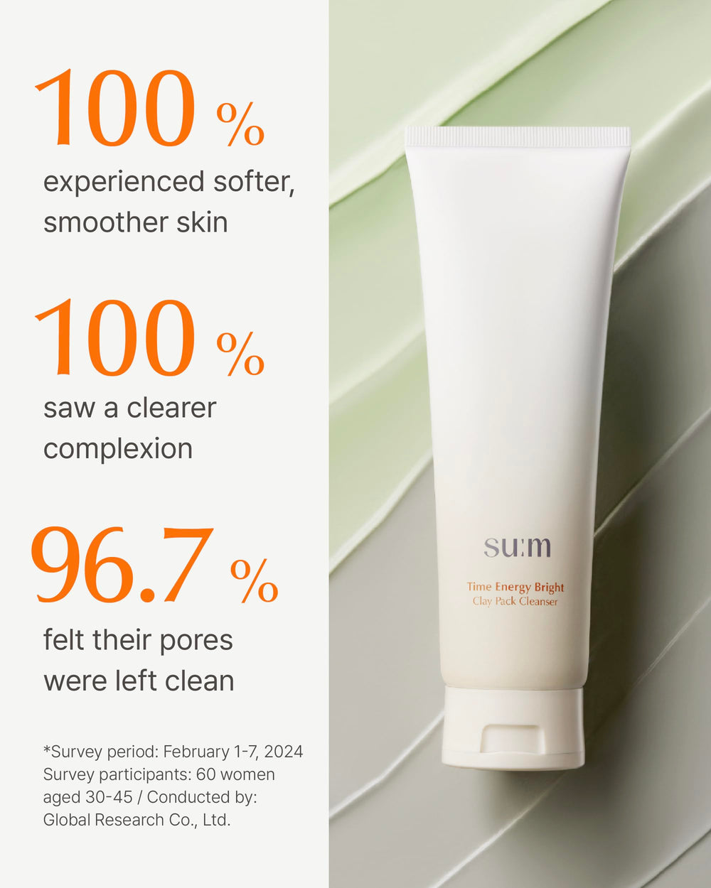 SU:M One Minute Clay Pack ingredients board highlights fermented complex.
