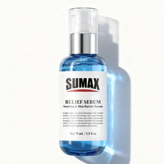 Sumax Relief Serum bottle for lightweight hydration on sensitive skin.
