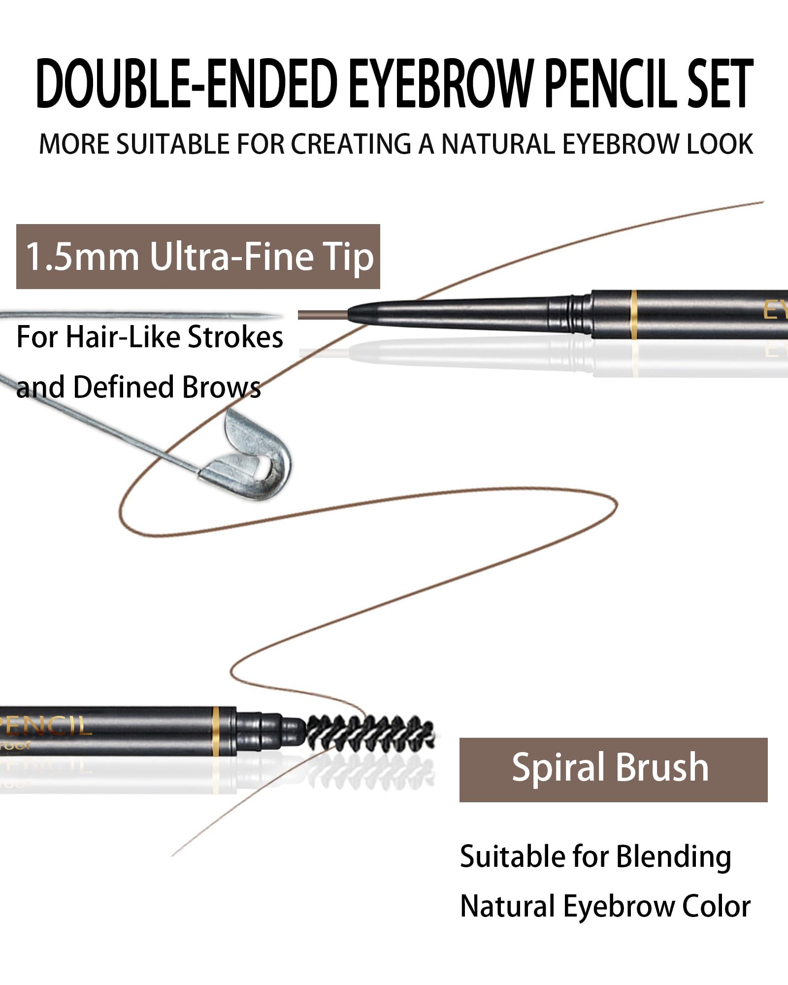 SUMEITANG dual-ended eyebrow pencil with spoolie for easy blending.