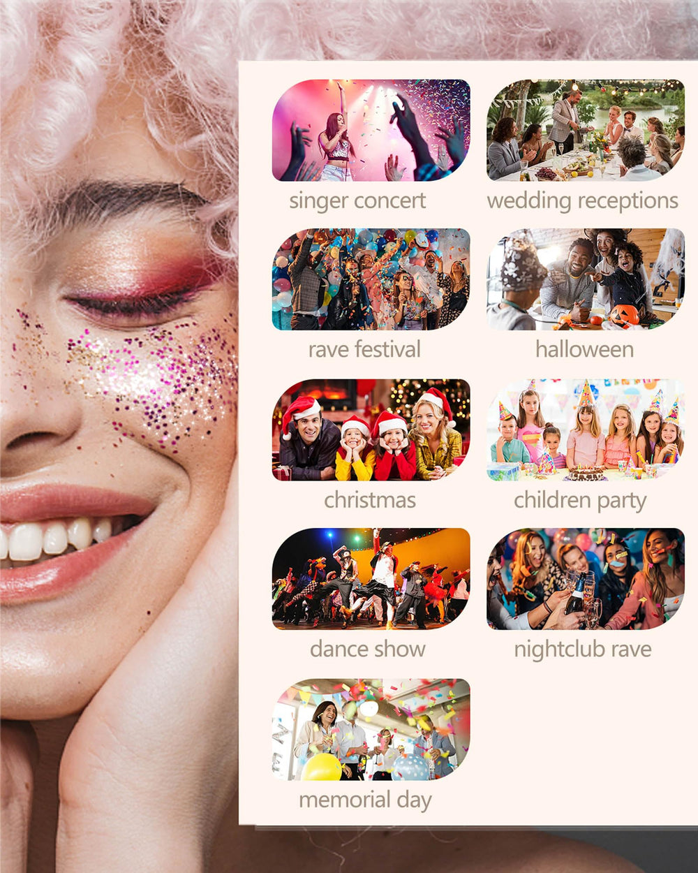SUMEITANG glitter gel application example on collarbone