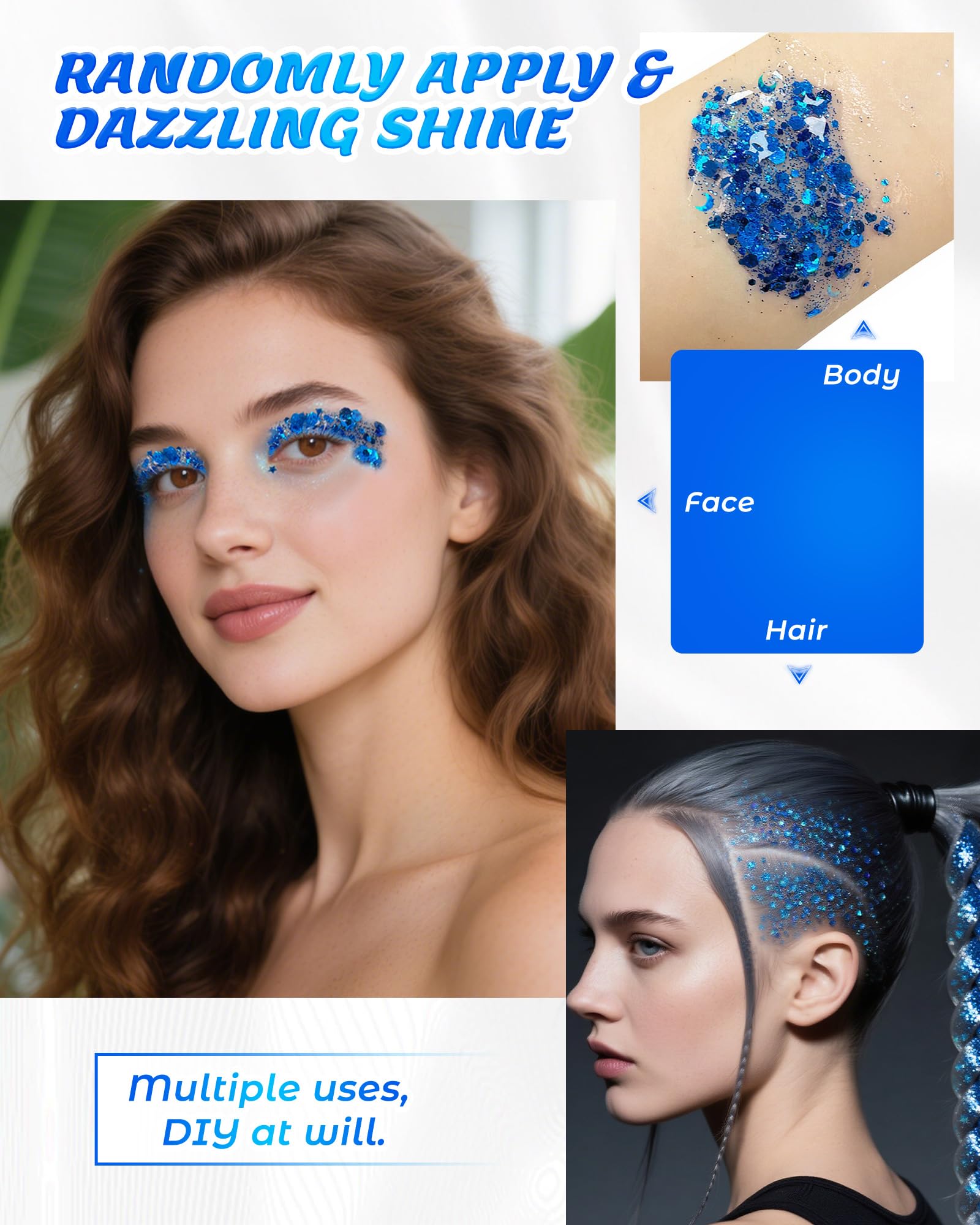 SUMEITANG glitter gel blue shimmer for bold concert look